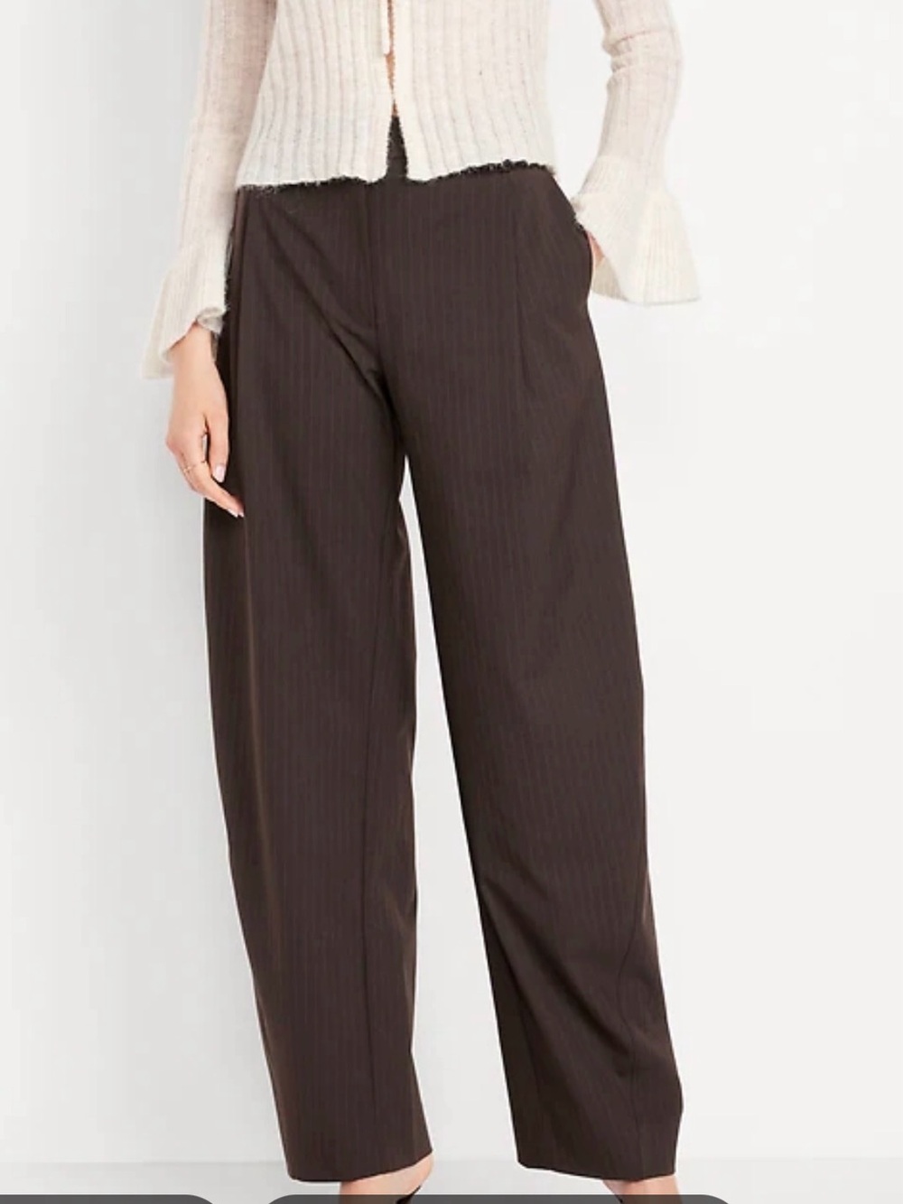 NWT Old Navy Brown high-rise Taylor barrel trouser size 14